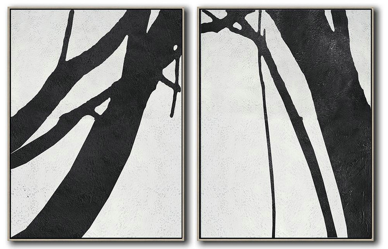 Original Painting Hand Made Large Abstract Art,Set Of 2 Minimal Painting On Canvas - Big Wall Art For Living Room